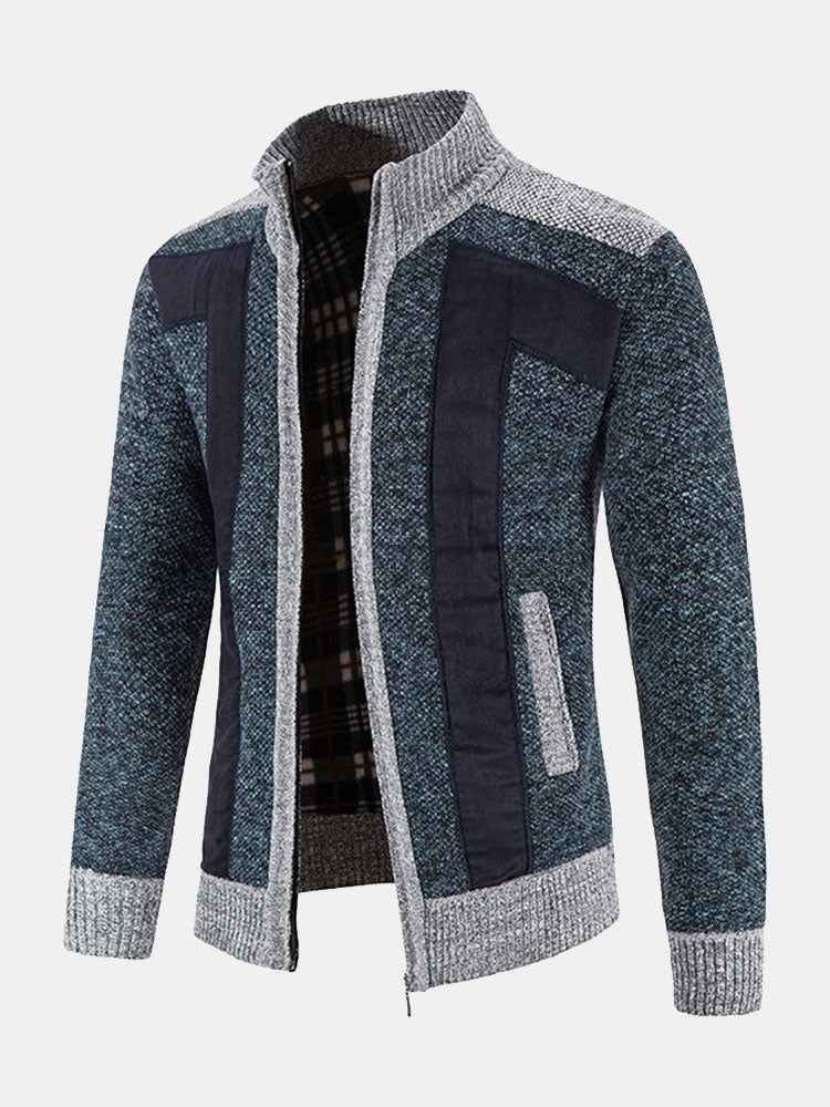 Camden | Stilvoller Reißverschluss-Kunstwildlederpullover mit Patchwork-Design