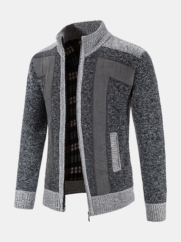 Camden | Stilvoller Reißverschluss-Kunstwildlederpullover mit Patchwork-Design