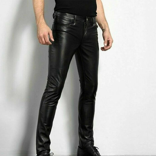 Brent | Stylish Black Faux Leather Trousers for Men
