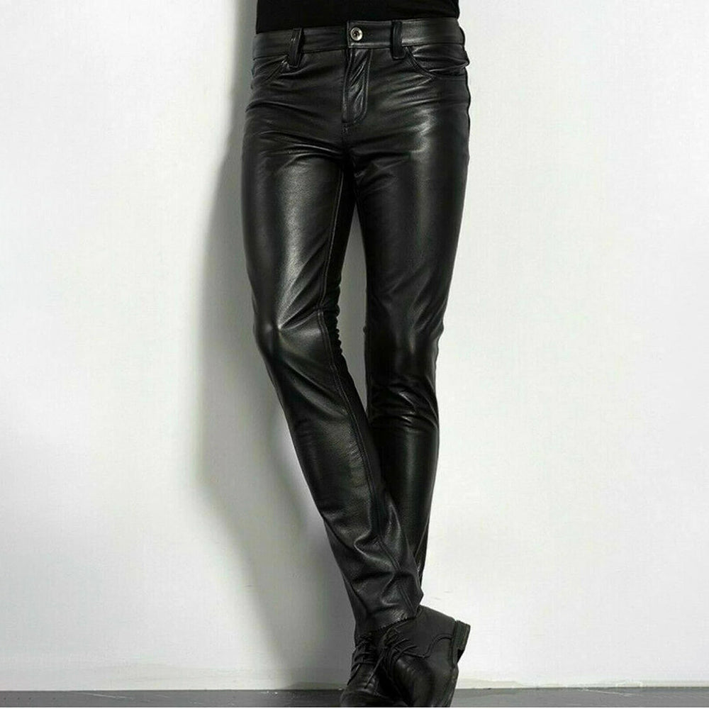 Brent | Stylish Black Faux Leather Trousers for Men