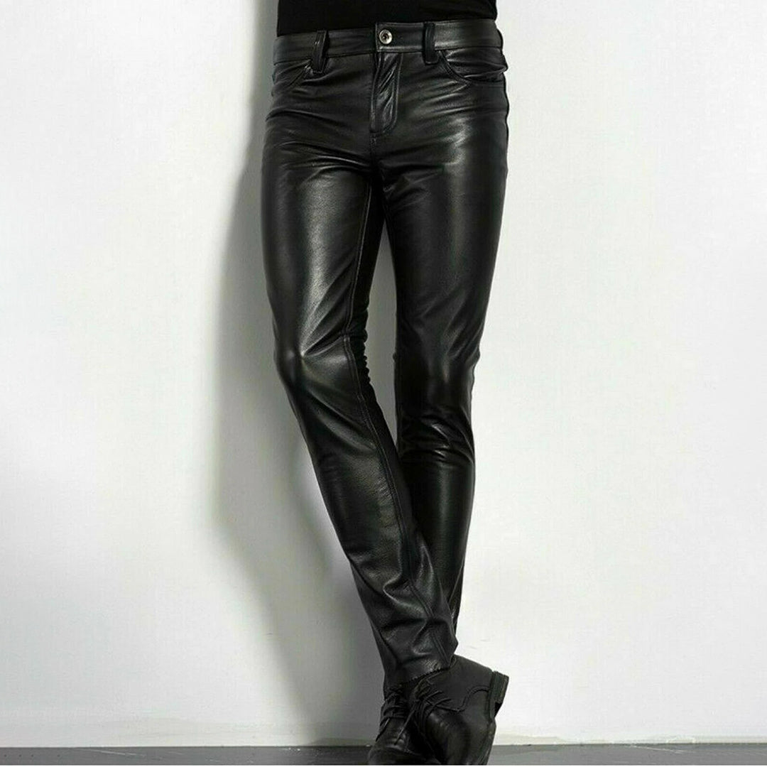 Brent | Stylish Black Faux Leather Trousers for Men