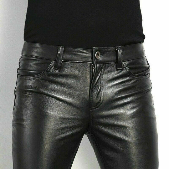 Brent | Stylish Black Faux Leather Trousers for Men