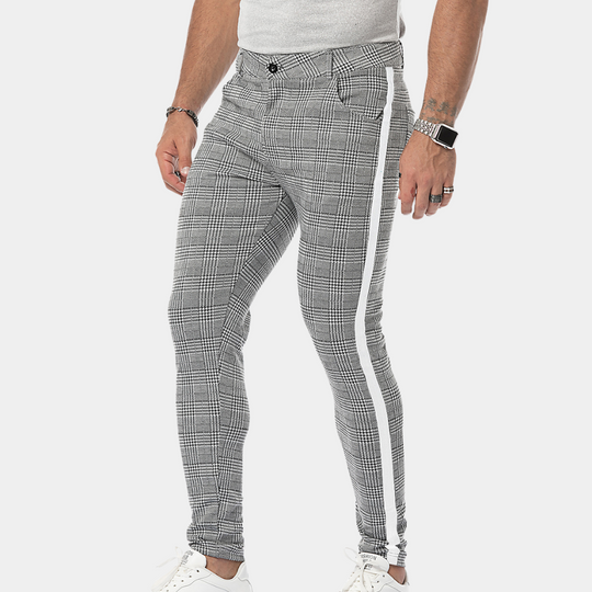 Anton | Stylish Retro Checked Slim Fit Trousers for Men