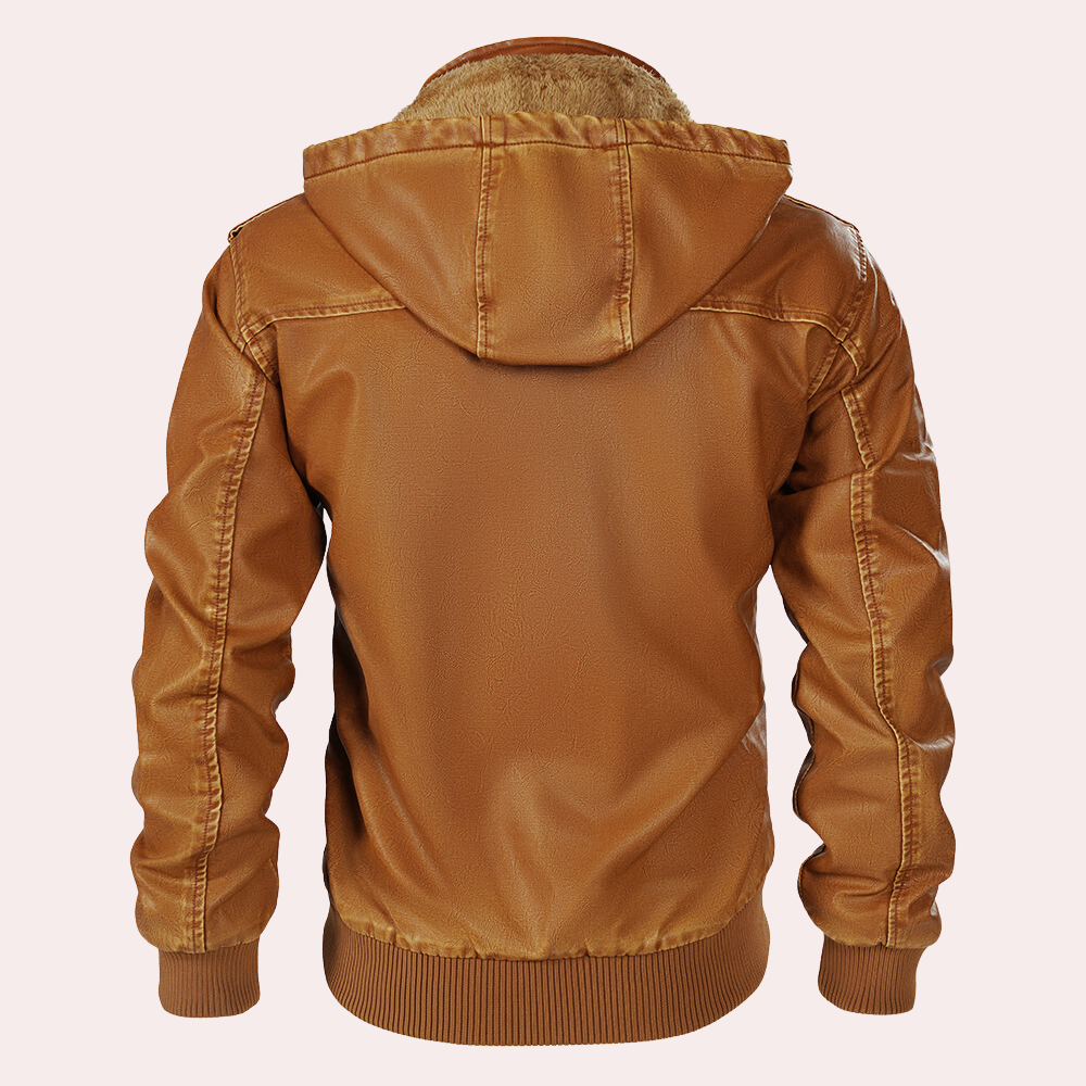 Kyriakos | Trendy Leather Jacket with Hood, Durable & Fashionable