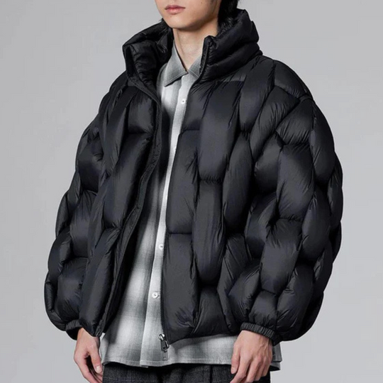 Schwarz | Stylische warme Pufferjacke für Männer, leicht und bequem