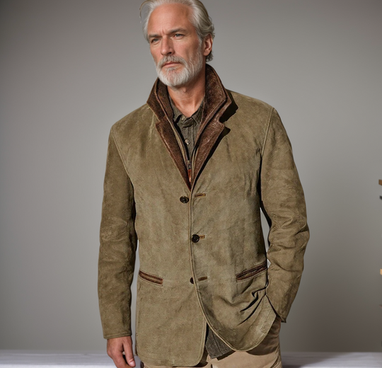 Carter - Men's Suede Jacket with Leather Trimmings 1