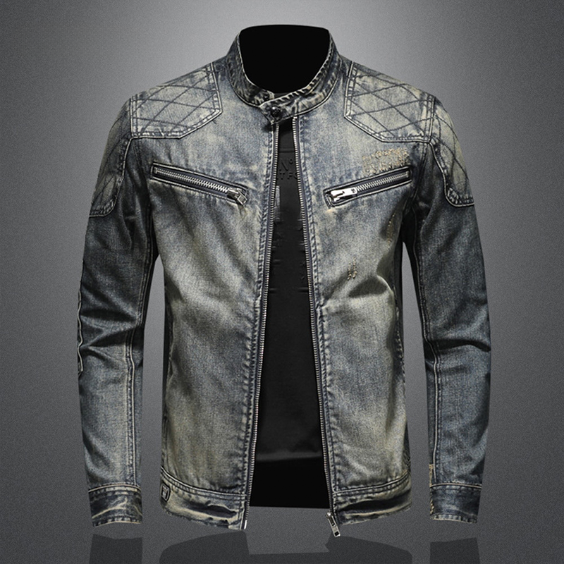 Cody - Men's Slim Fit Denim Jacket with Quilted Shoulders, Casual Style 0