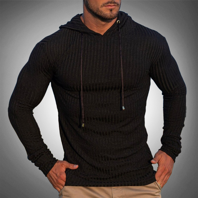 Cody - Men's Slim Fit Hoodie Ribbed Knit Adjustable Drawstring Casual 0