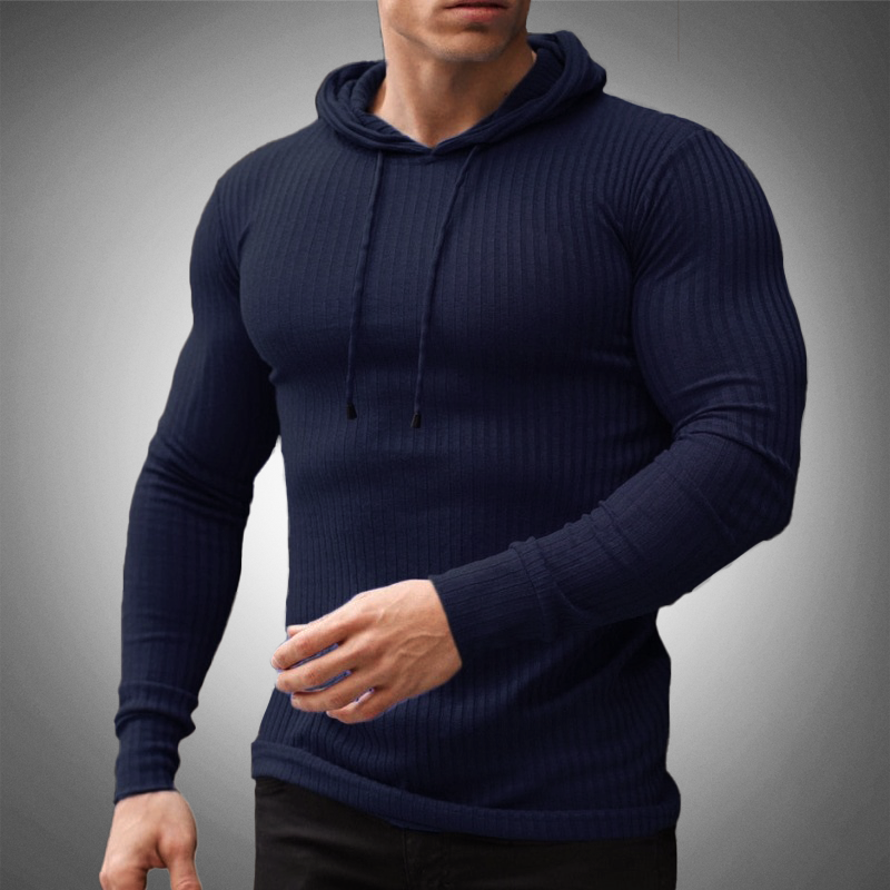Cody - Men's Slim Fit Hoodie Ribbed Knit Adjustable Drawstring Casual 1