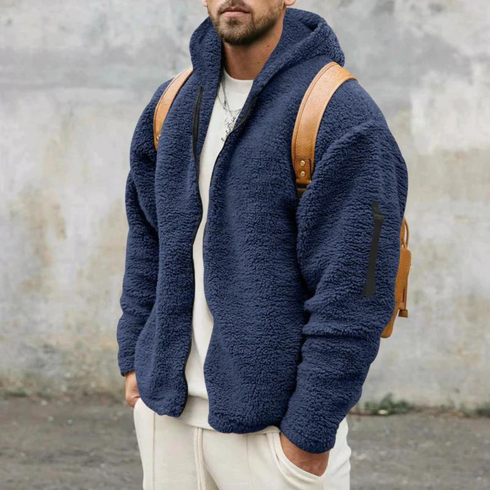Derek - Men's Sherpa Fleece Hoodie Relaxed Fit Zipper Closure 2
