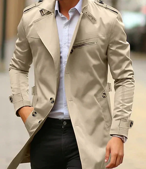 Eli - Men's Gabardine Trench Coat Stylish Design Elegant Versatile Outerwear 0