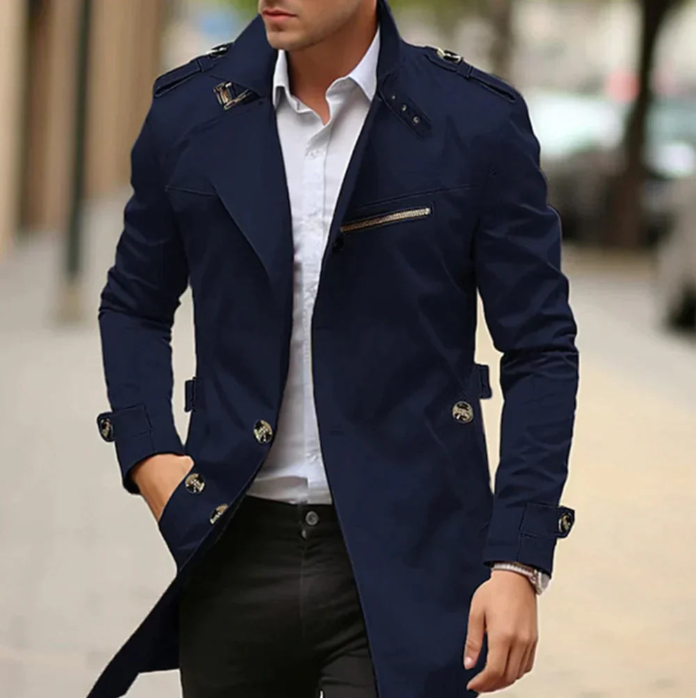 Eli - Men's Gabardine Trench Coat Stylish Design Elegant Versatile Outerwear 1