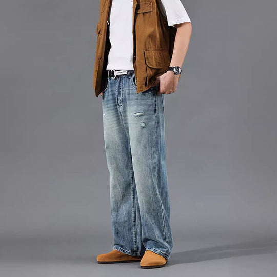 Gavin - Men's Relaxed Jeans Modern Destroyed Look Stretch Denim 3