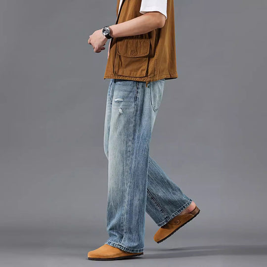 Gavin - Men's Relaxed Jeans Modern Destroyed Look Stretch Denim 4