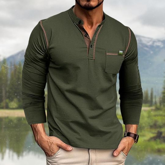 Turo | Men's Long-Sleeved Polo Shirt with Chest Pocket