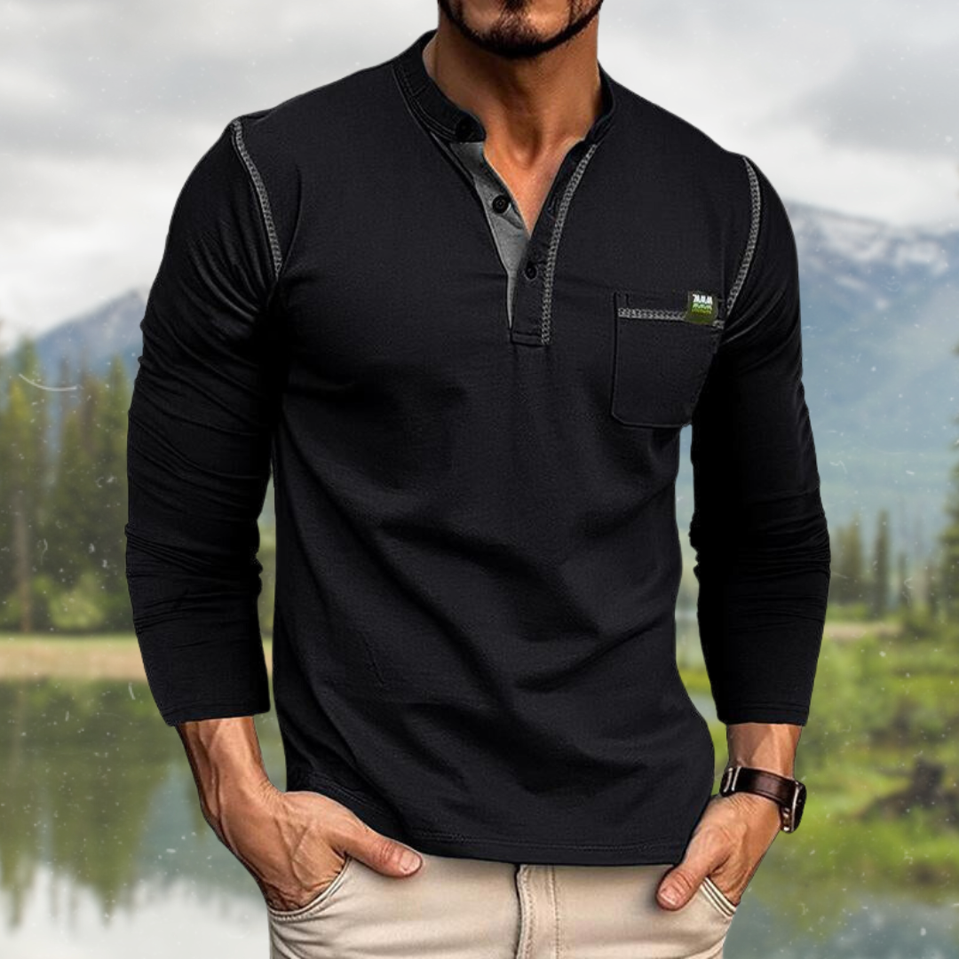 Turo | Men's Long-Sleeved Polo Shirt with Chest Pocket