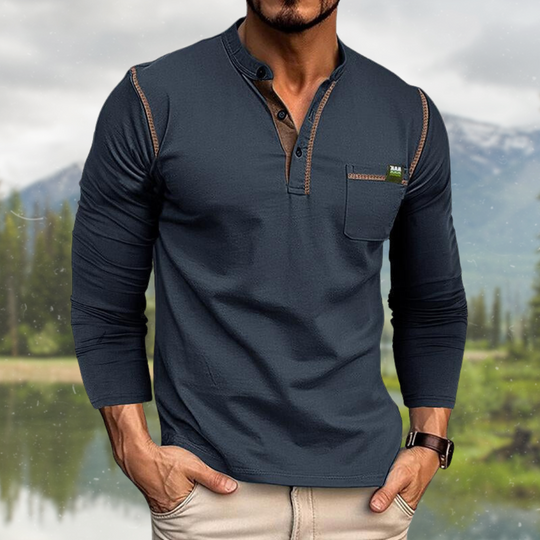 Turo | Men's Long-Sleeved Polo Shirt with Chest Pocket
