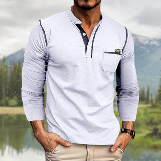 Turo | Men's Long-Sleeved Polo Shirt with Chest Pocket
