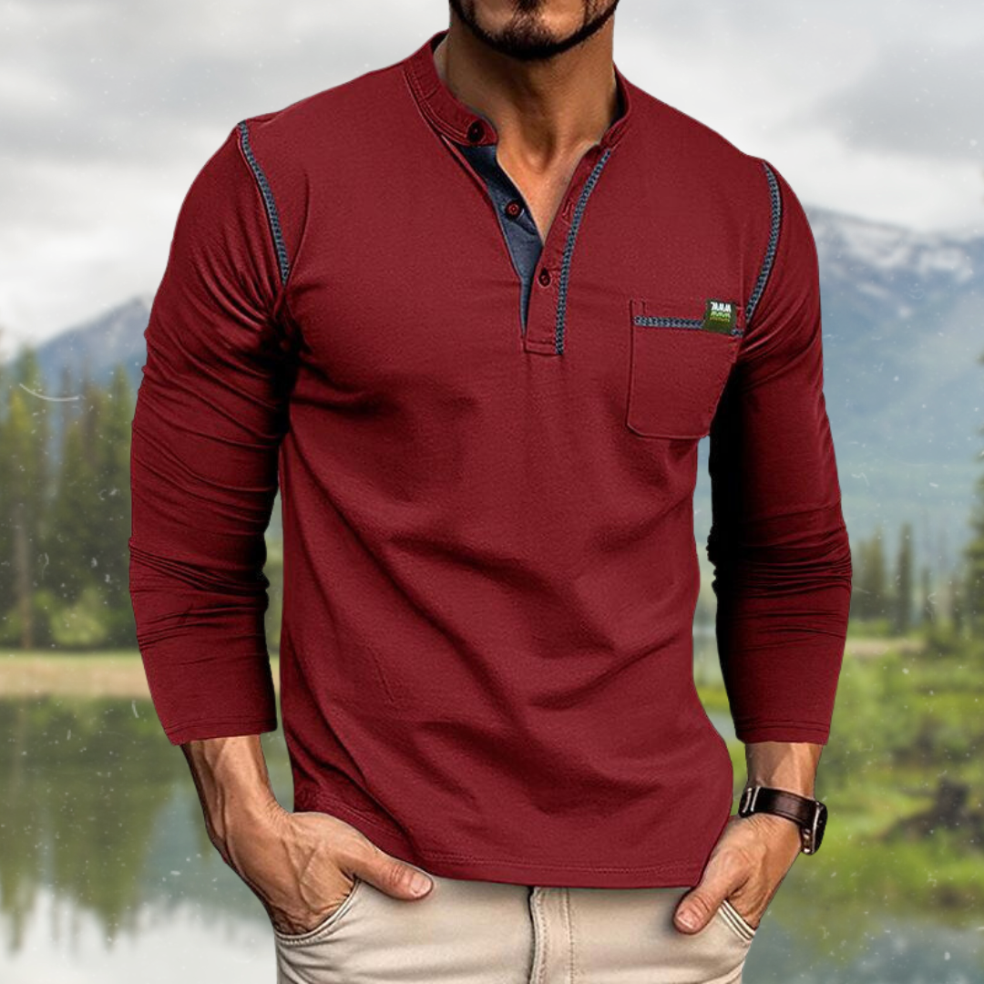 Turo | Men's Long-Sleeved Polo Shirt with Chest Pocket