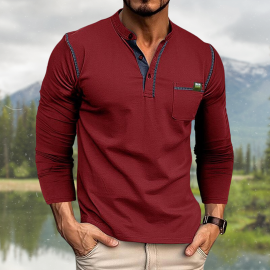 Turo | Men's Long-Sleeved Polo Shirt with Chest Pocket