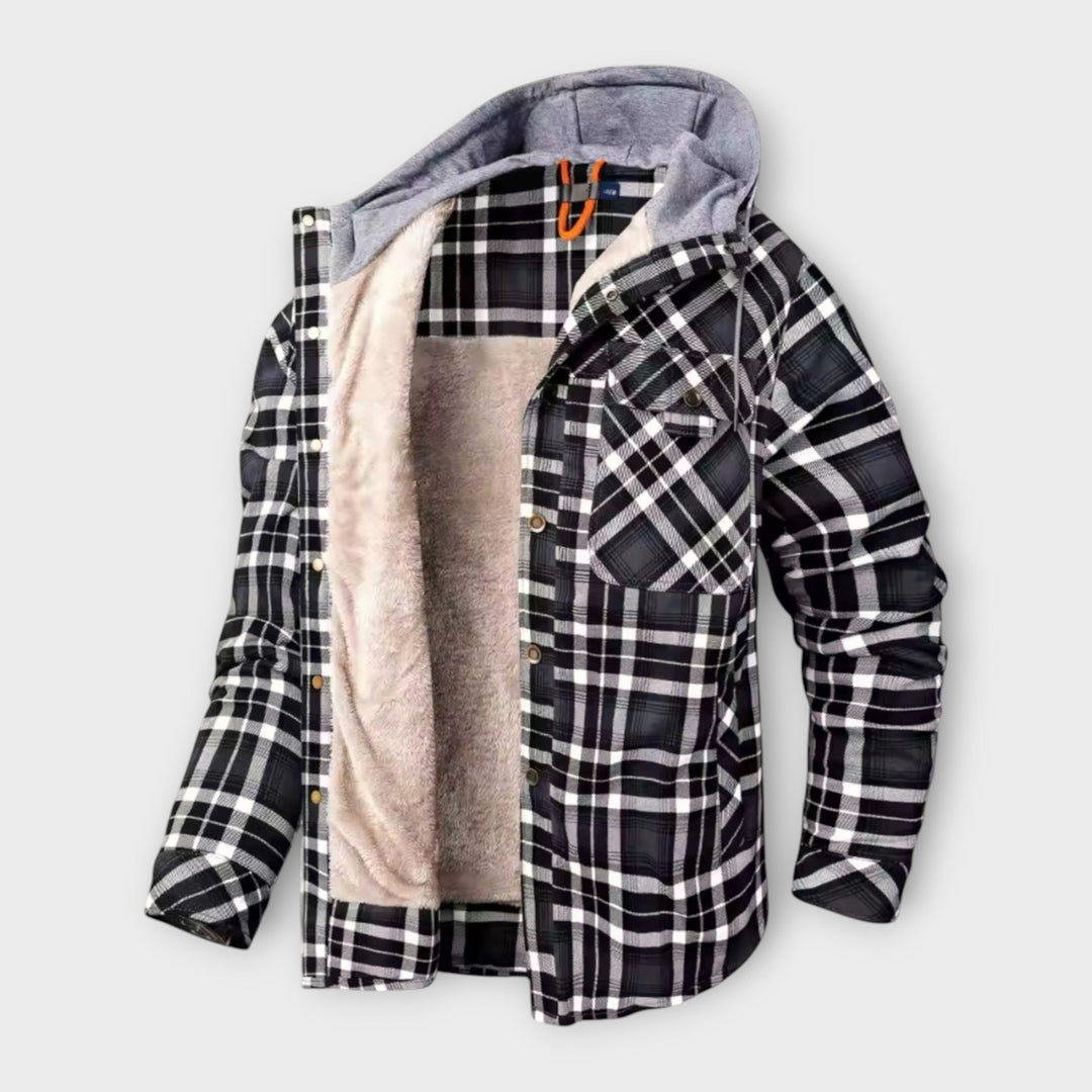 Declan | Stylish Hooded Jacket with Cozy Plaid Lining