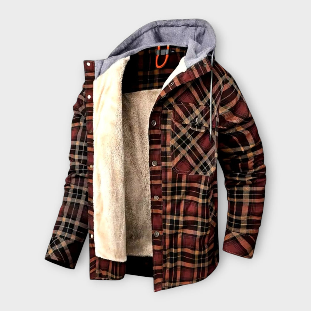 Declan | Stylish Hooded Jacket with Cozy Plaid Lining