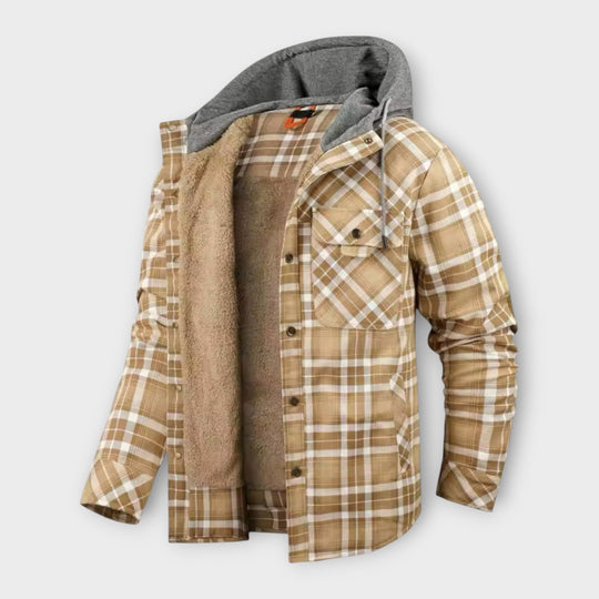 Declan | Stylish Hooded Jacket with Cozy Plaid Lining