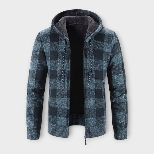 Gareth | Herren Gemütlicher Kapuzen-Plaid-Cardigan mit Taschen