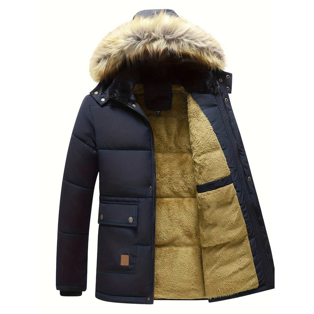 Mauno | Stylish men's parka jacket with fur collar, warm and durable