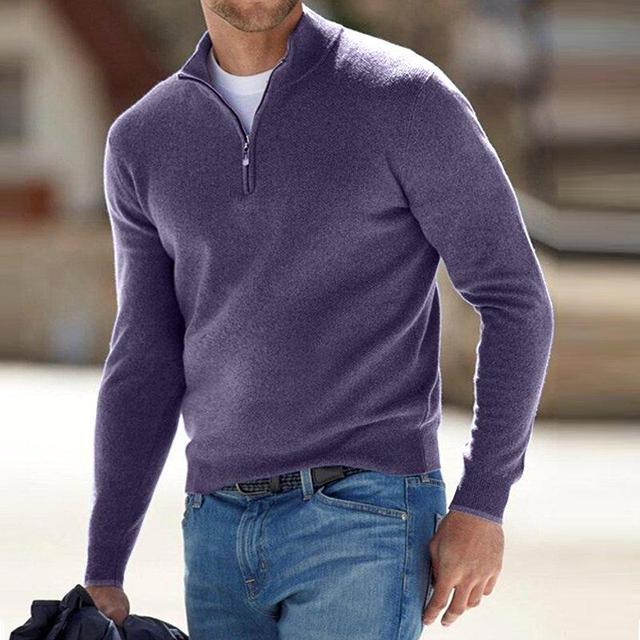Luca Belloni | Luxurious Merino Wool, Stylish V-Neck Design, Versatile Zipper