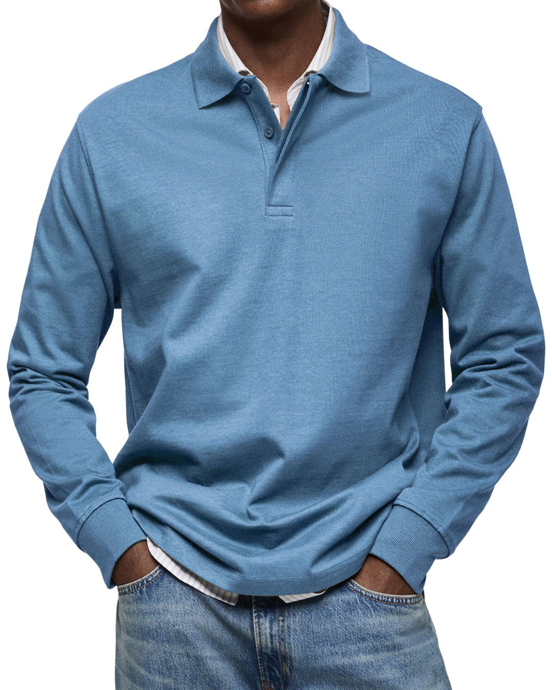 Maverick - Men's Long Sleeve Polo Shirt Comfortable Cotton Blend 0