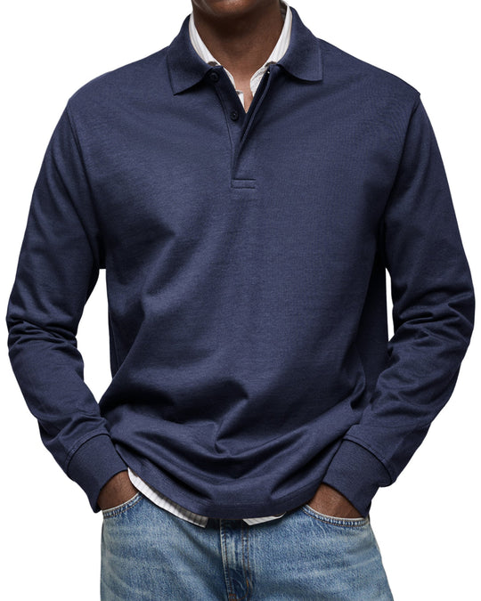 Maverick - Men's Long Sleeve Polo Shirt Comfortable Cotton Blend 1