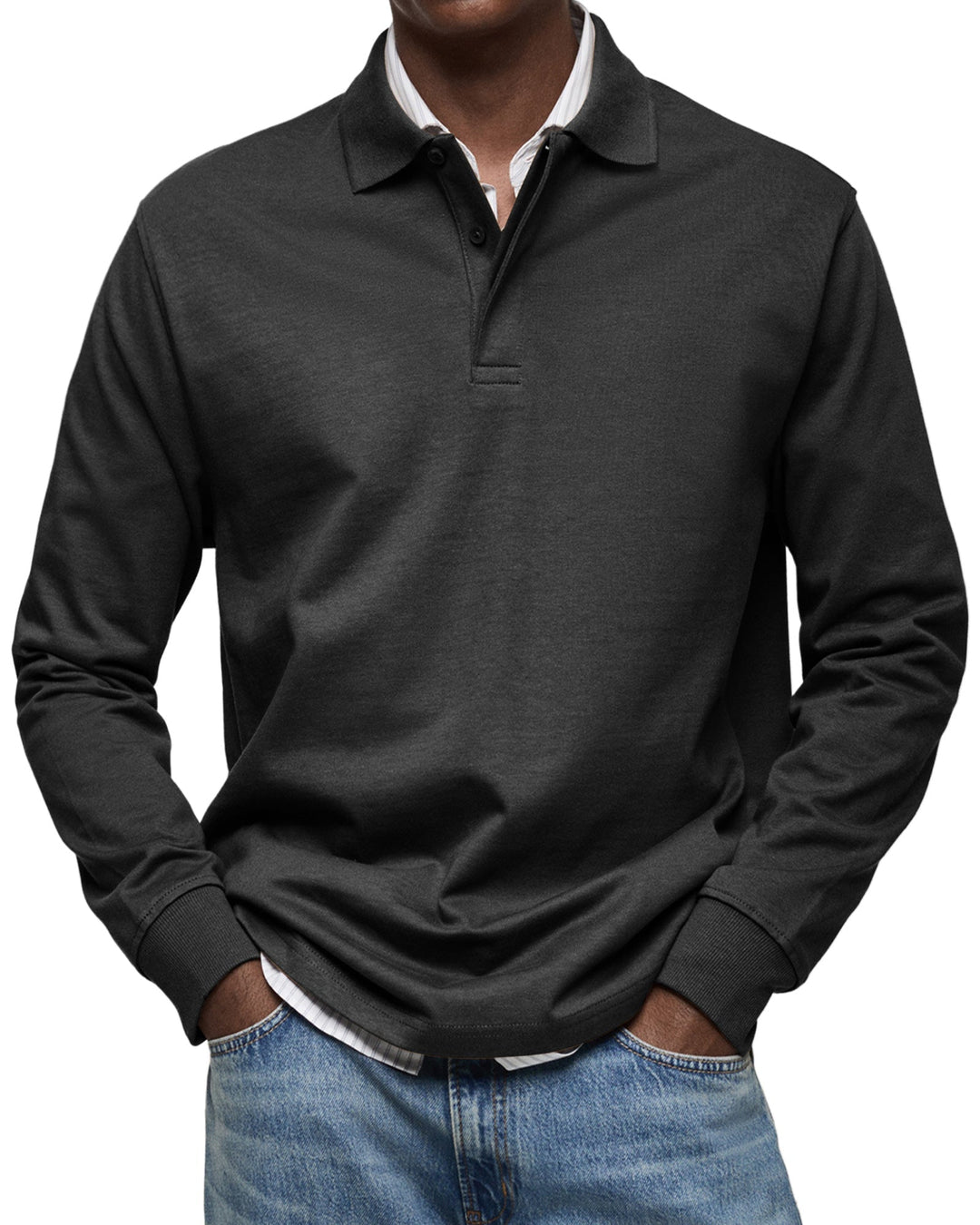 Maverick - Men's Long Sleeve Polo Shirt Comfortable Cotton Blend 2