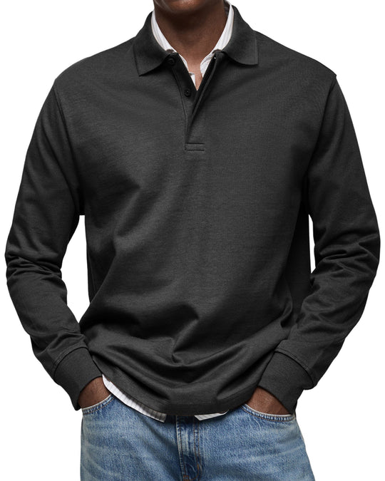 Maverick - Men's Long Sleeve Polo Shirt Comfortable Cotton Blend 2