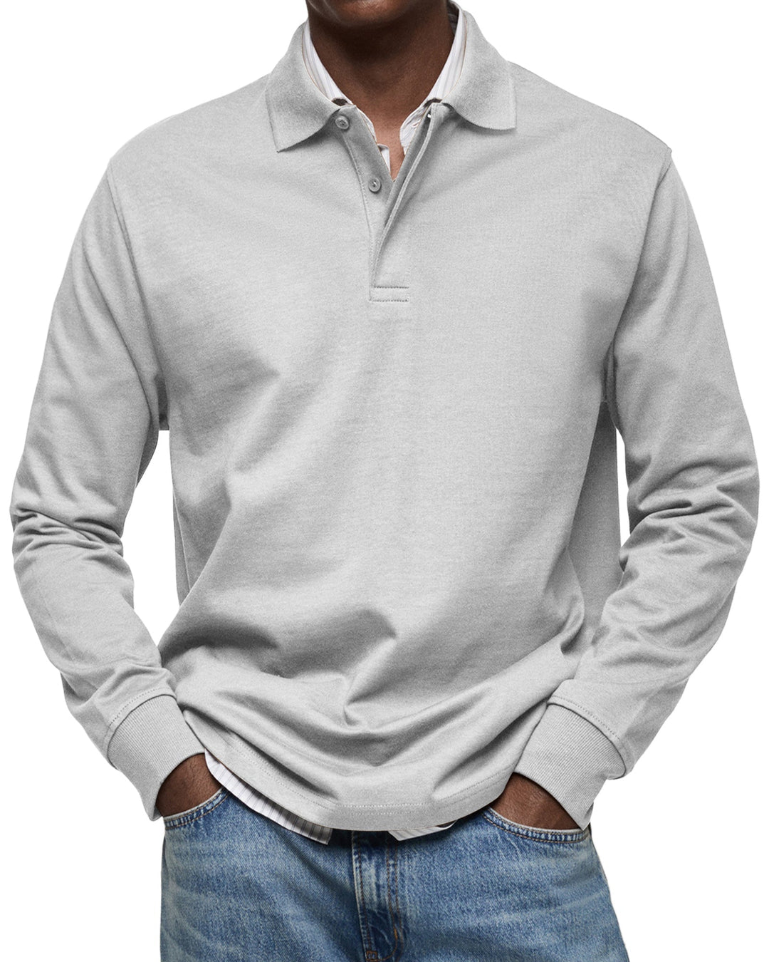 Maverick - Men's Long Sleeve Polo Shirt Comfortable Cotton Blend 3