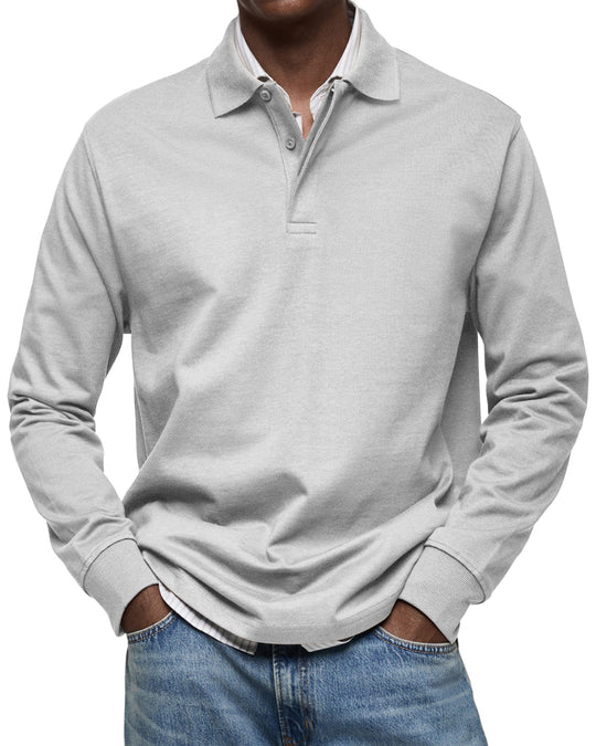 Maverick - Men's Long Sleeve Polo Shirt Comfortable Cotton Blend 3