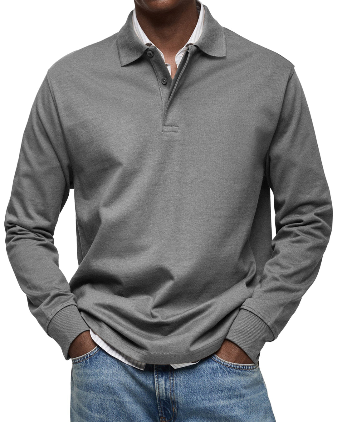 Maverick - Men's Long Sleeve Polo Shirt Comfortable Cotton Blend 4