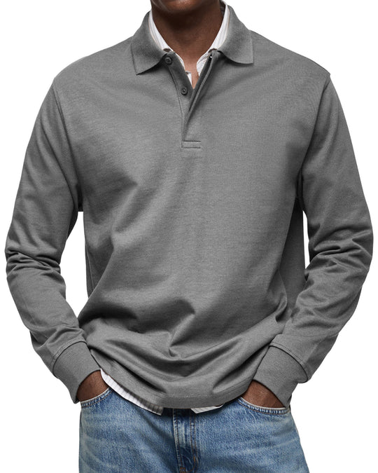 Maverick - Men's Long Sleeve Polo Shirt Comfortable Cotton Blend 4