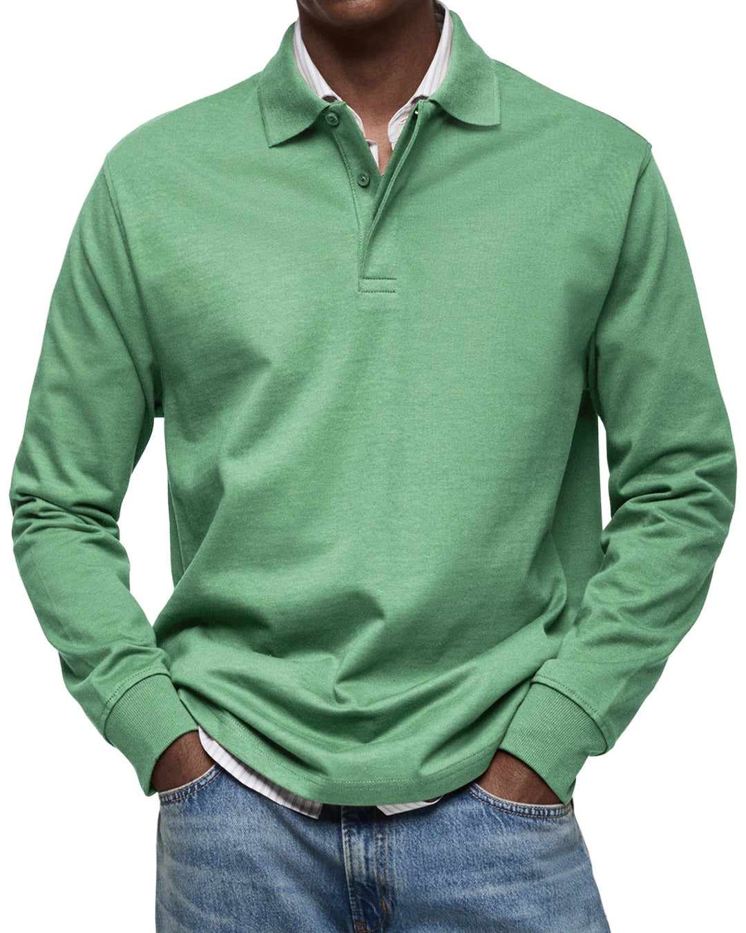 Maverick - Men's Long Sleeve Polo Shirt Comfortable Cotton Blend 5