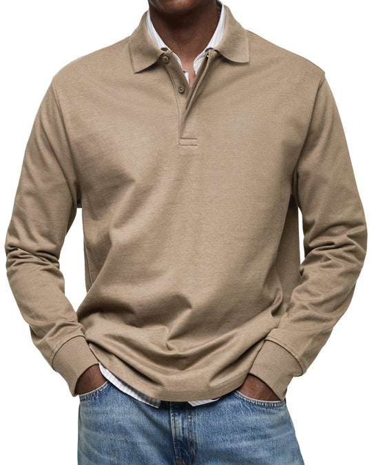 Maverick - Men's Long Sleeve Polo Shirt Comfortable Cotton Blend 6