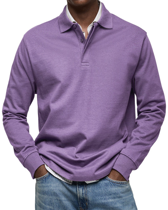 Maverick - Men's Long Sleeve Polo Shirt Comfortable Cotton Blend 7