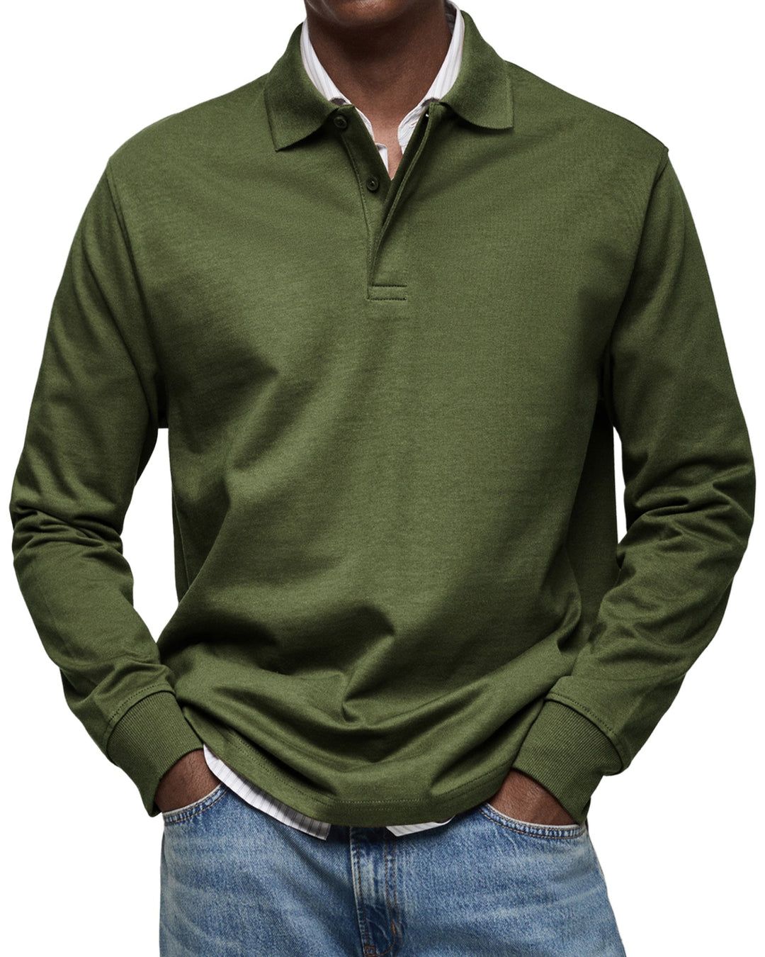 Maverick - Men's Long Sleeve Polo Shirt Comfortable Cotton Blend 8