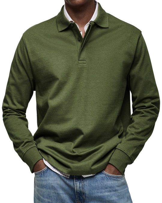 Maverick - Men's Long Sleeve Polo Shirt Comfortable Cotton Blend 8