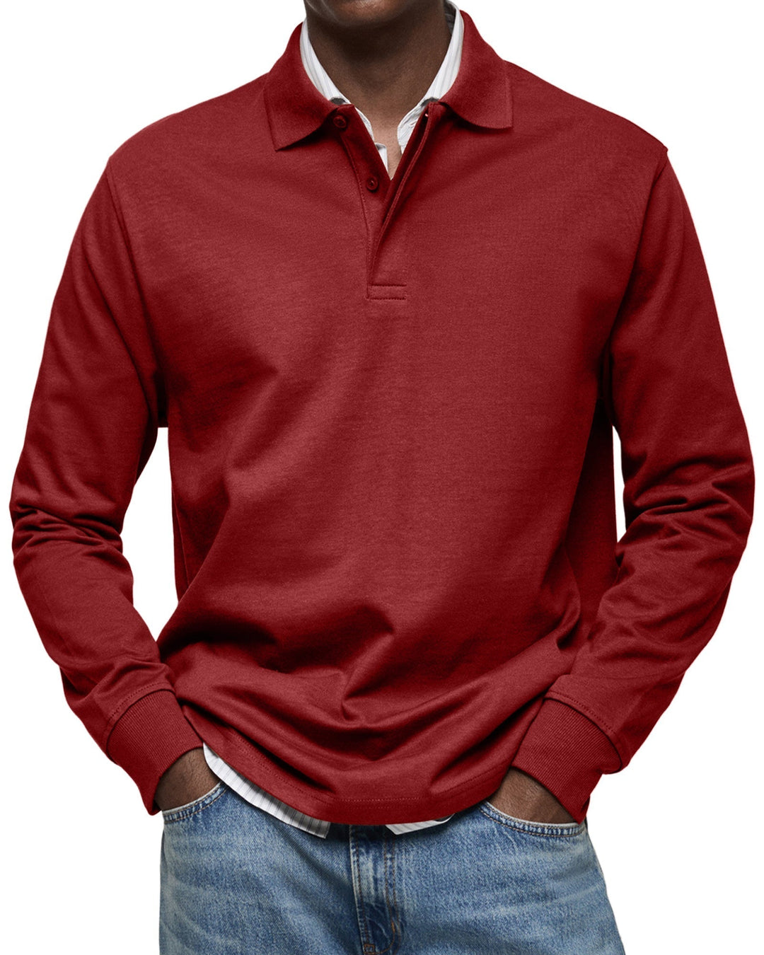 Maverick - Men's Long Sleeve Polo Shirt Comfortable Cotton Blend 9