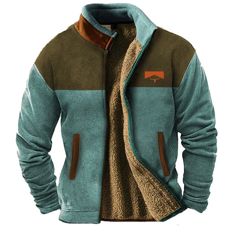Max - Men's Fleece Jacket with Ethnic Pattern Sleeves 3