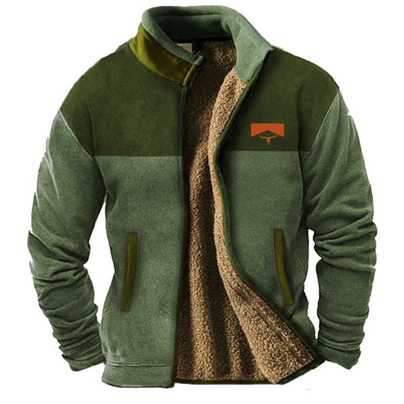 Max - Men's Fleece Jacket with Ethnic Pattern Sleeves 4