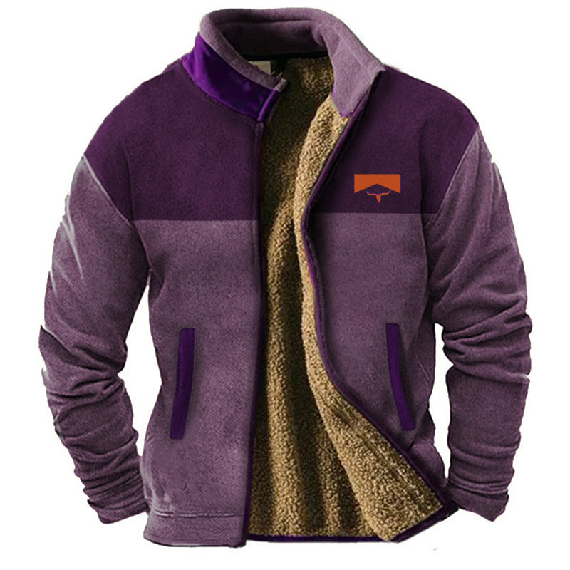 Max - Men's Fleece Jacket with Ethnic Pattern Sleeves 5