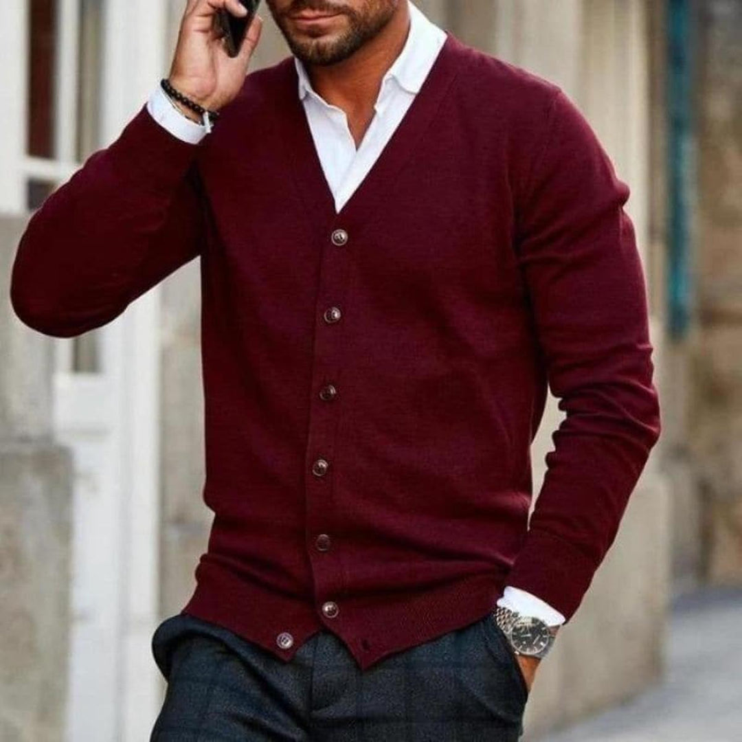 Milo - Men's Cardigan Soft Knit V-Neck Casual Layering Essential 0