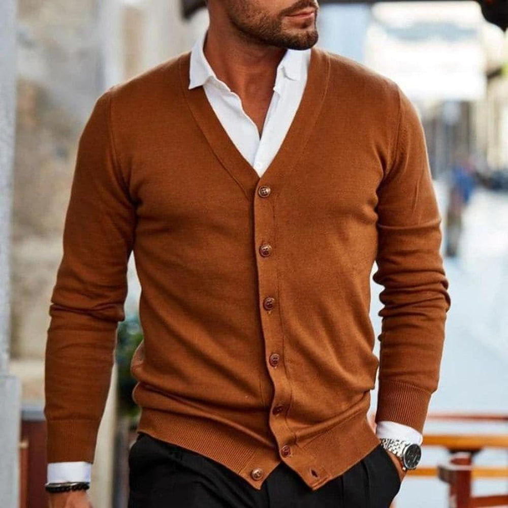 Milo - Men's Cardigan Soft Knit V-Neck Casual Layering Essential 1