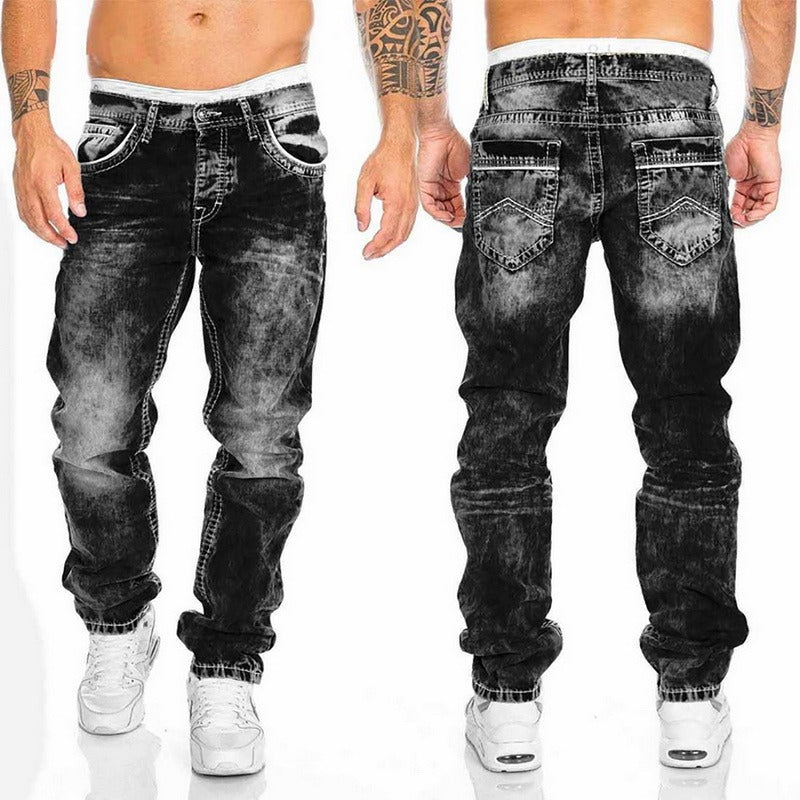 Milo - Men's Denim Biker Jeans Relaxed Fit Light Wash 1